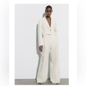 Zara Linen Blend Crop Blazer